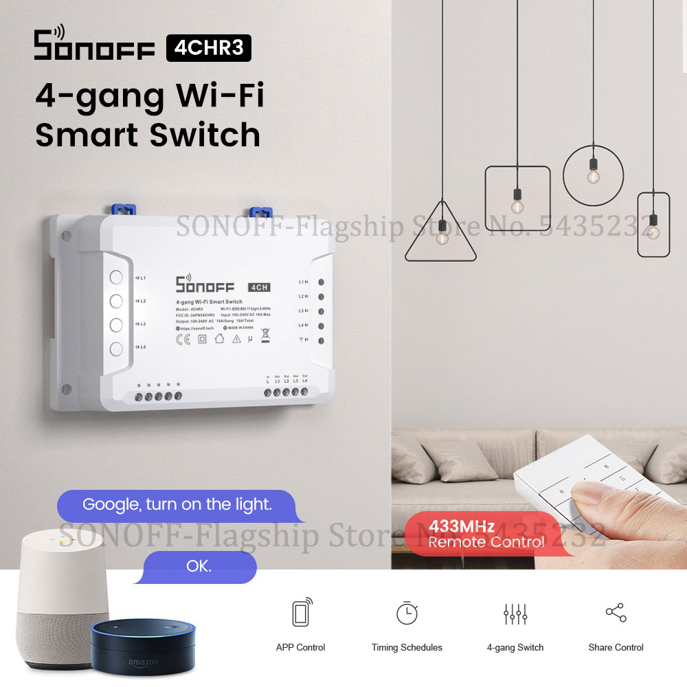 Itead SONOFF 4CH R3 Wifi Wirel - Home Automation Technology ulasan dan harga